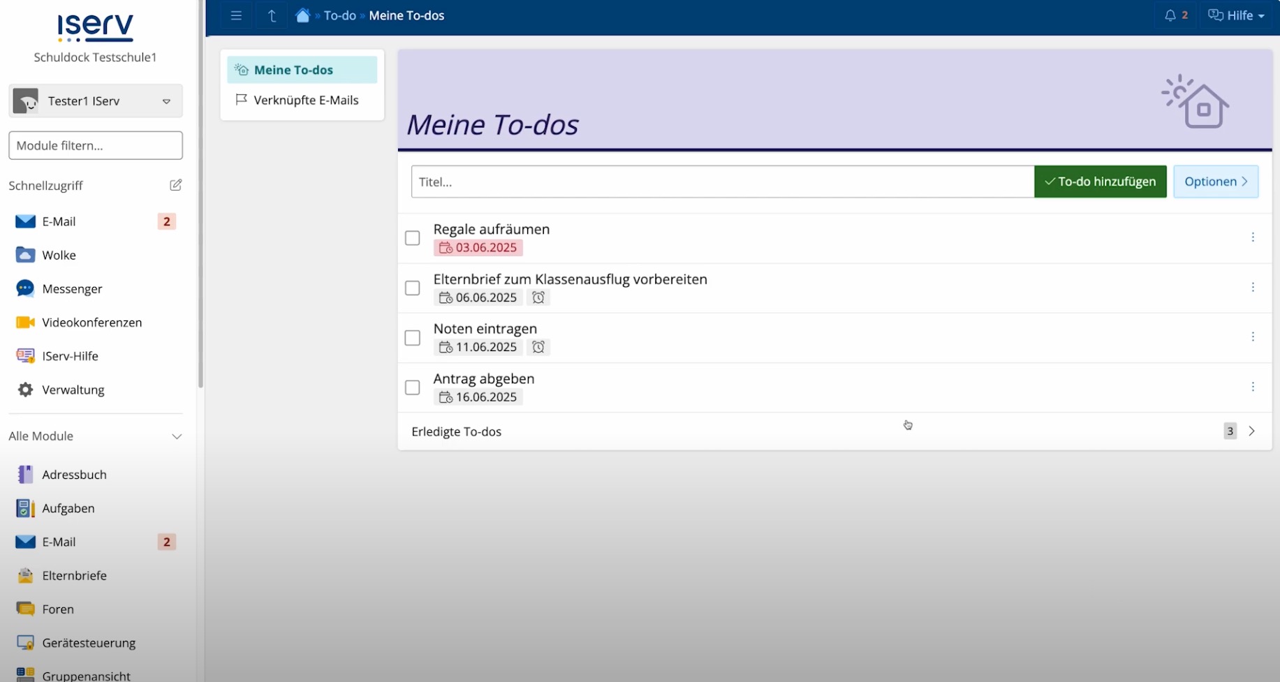 Meine To-Dos Startansicht